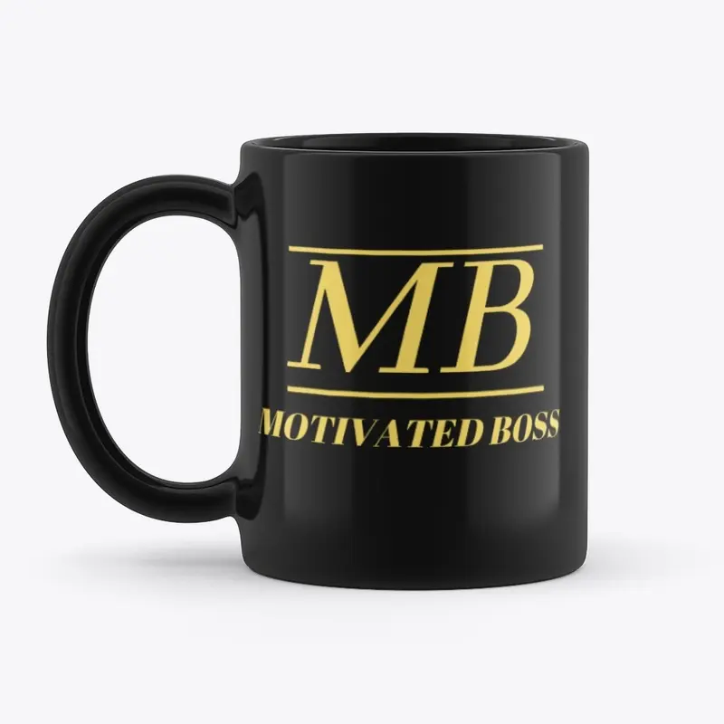 Motivated Boss Black Mug (yellow logo)