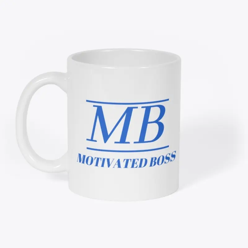 Motivated Boss White Mug (blue logo)