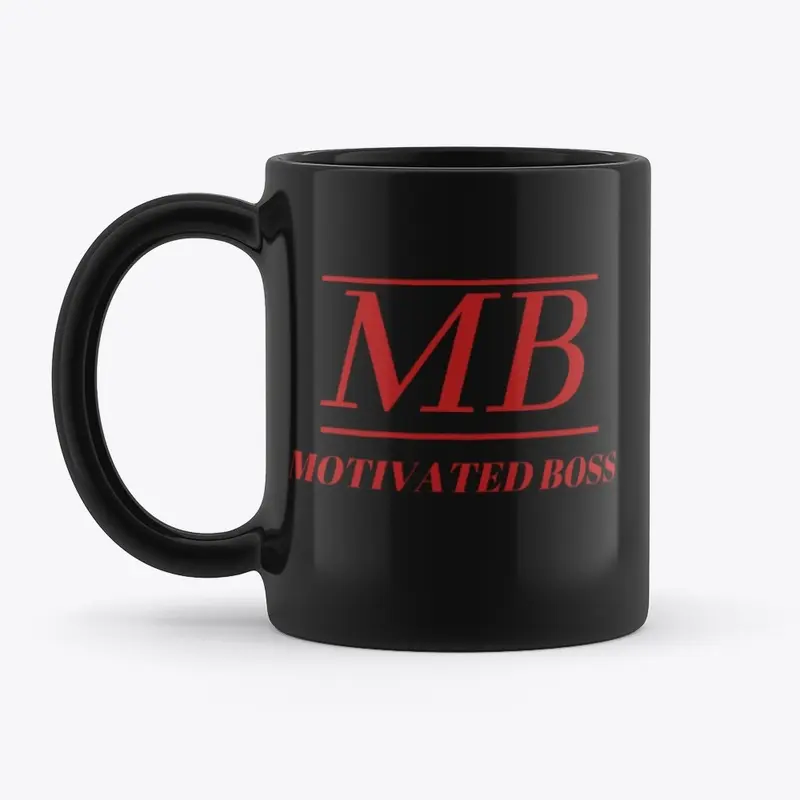 Motivated Boss Black Mug (red logo)